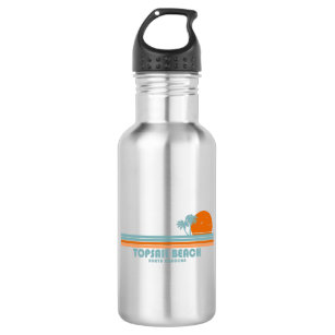 Topsail Beach North Carolina Sun Palm Trees Stainless Steel Water Bottle