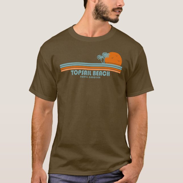 Topsail Beach North Carolina Sun Palm Trees T-Shirt (Front)
