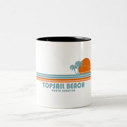 Topsail Beach North Carolina Sun Palm Trees Two_Tone Coffee Mug