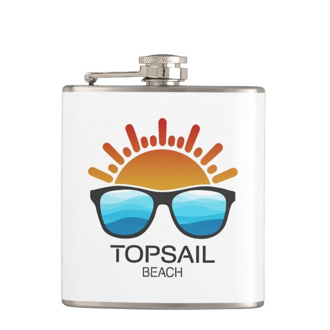 Topsail Beach North Carolina Sunglasses Flask (Front)