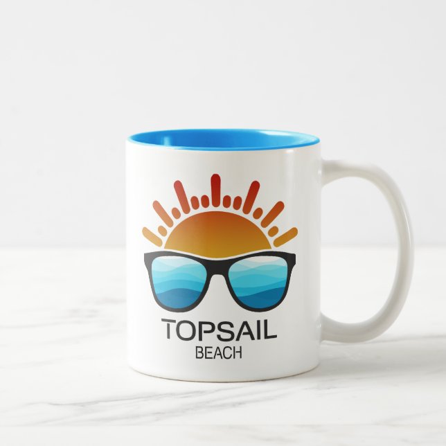 Topsail Beach North Carolina Sunglasses Two-Tone Coffee Mug (Right)