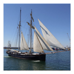 Topsail gulet in Brest harbor Poster