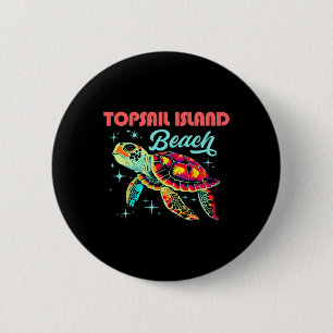 Topsail Island Beach Nc Artistic Sea Turtle Retro Button