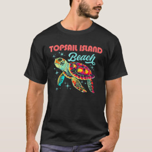 Topsail Island Beach NC Artistic Sea Turtle Retro  T-Shirt