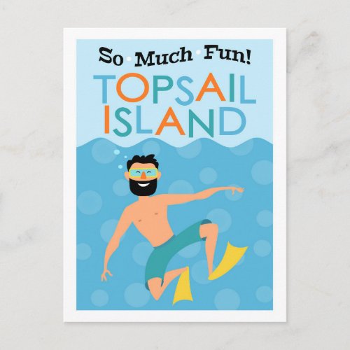 Topsail Island Fun Hipster Travel Postcard