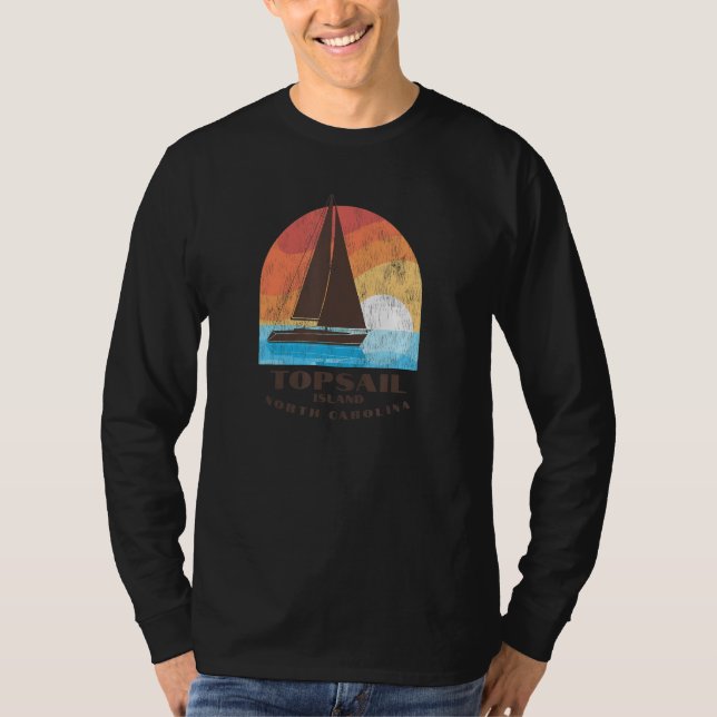 Topsail Island, NC Vacationing Sailboating Sunrise T-Shirt (Front)