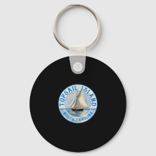 Topsail Island North Carolina Vintage Sailboat Des Keychain