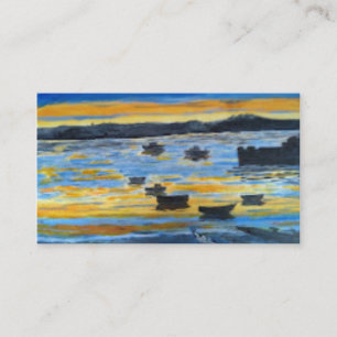 Topsham, Devon SW England. Sunset painting  Canvas Business Card