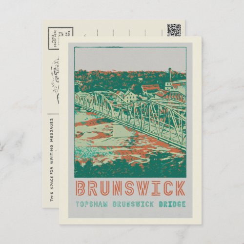 Topshaw Brunswick Bridge Maine USA Postcard