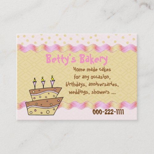 Topsy Turvy Cake Bakery Business Card
