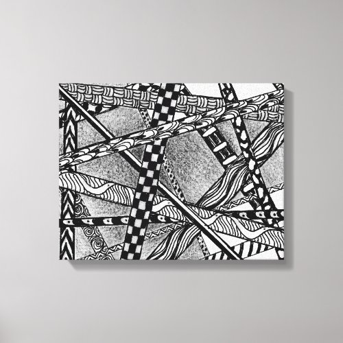 Topsy Turvy Entwined Black and White Lines Canvas 