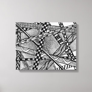Topsy Turvy Entwined Black and White Lines Canvas Print
