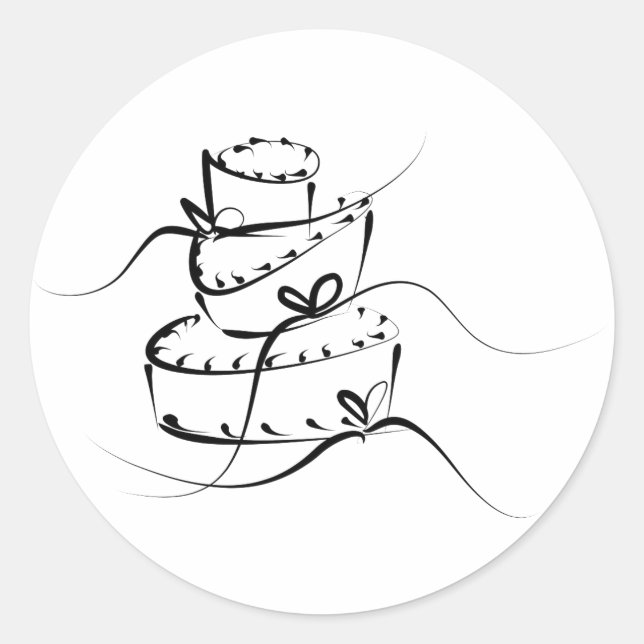 Topsy Turvy Wedding Cake Classic Round Sticker (Front)