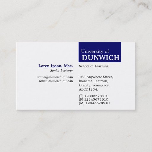 Customizable TopTag University - Deep Navy Business Card