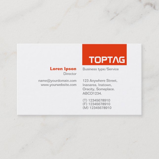TopTag v2 - Brick Red Business Card (Front)