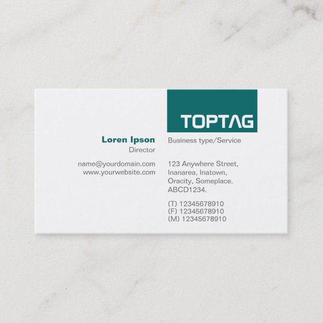 TopTag v2 - Moss Green Business Card (Front)