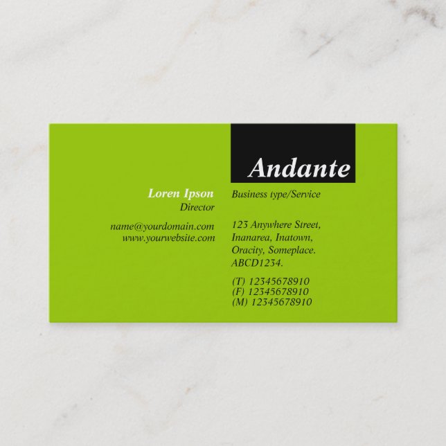 TopTag v3 - Black with Martian Green Business Card (Front)