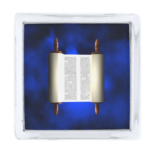 Torah Light Silver Finish Lapel Pin (Front)