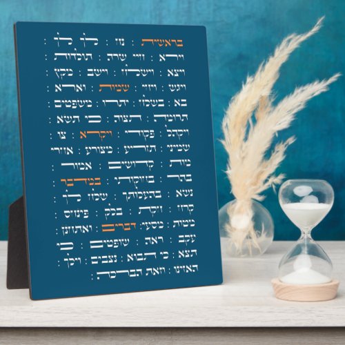 Torah Parshiot Parshas Weekly Readings in Hebrew Plaque