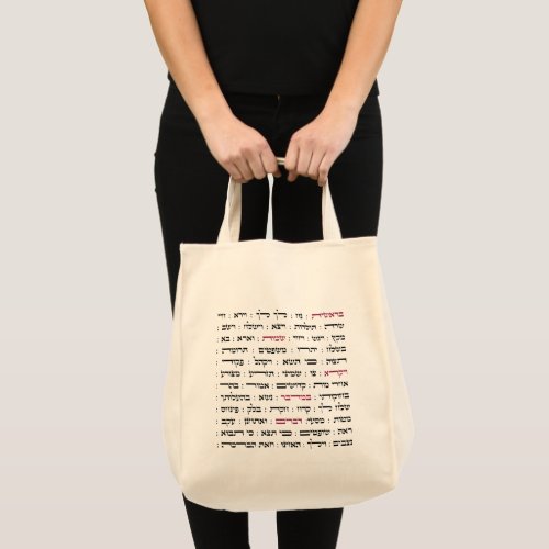 Torah Parshiot Parshas Weekly Readings in Hebrew Tote Bag