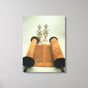 Torah scroll with Silver Crown finials Canvas Print