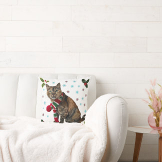 Torbie Cat Christmas Pillow