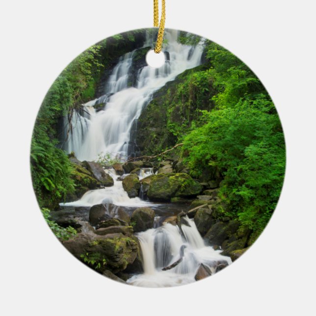 Torc waterfall scenic, Ireland Ceramic Ornament (Front)
