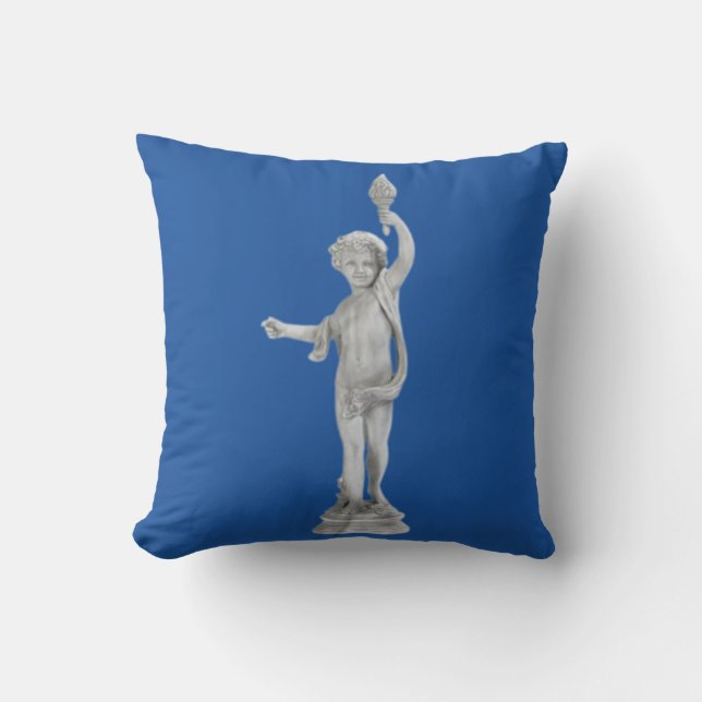 Torch-Bearing Garden Angel Throw Pillow (Front)