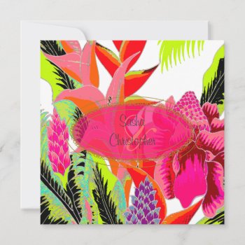 Torch Ginger Heliconia/luau Wedding Invitation by custom_stationery at Zazzle