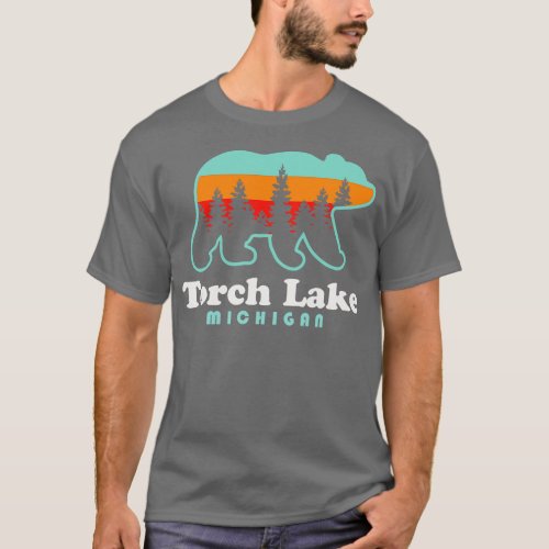 Torch Lake Beach Vacation Michigan Bear Trees T_Shirt