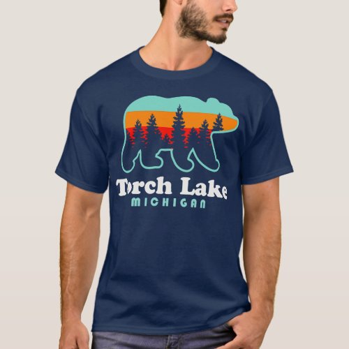 Torch Lake Beach Vacation Michigan Bear Trees T_Shirt