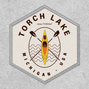 Torch Lake Michigan Kayaking Fishing Souvenirs 80s Patch
