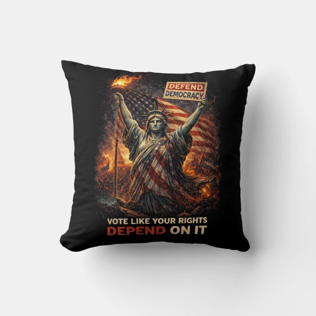 Torch of Democracy Throw Pillow (Front)
