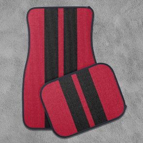 Torch Red Racing Stripes 🏎️ Car Floor Mat