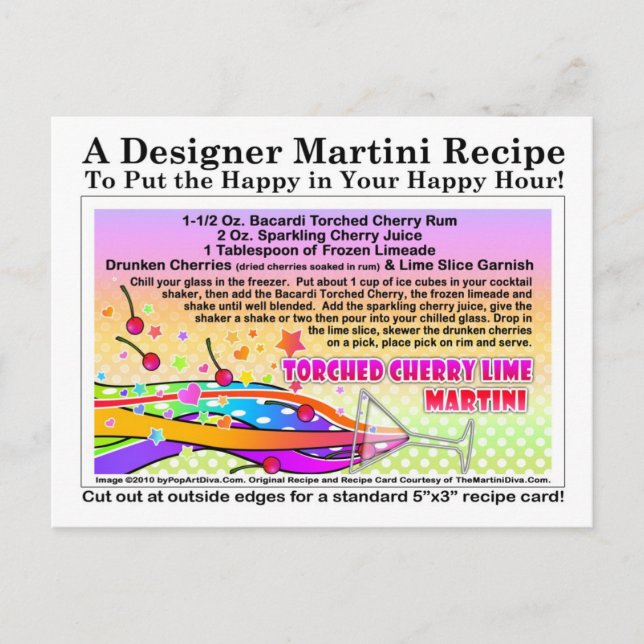 Torched Cherry Lime Martini Recipe Postcard (Front)