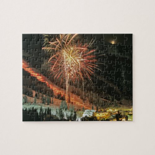 Torchlight parade and fireworks during Winter Jigsaw Puzzle