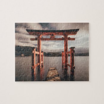Torii Gate Hakone Japan Asian Japanese Jigsaw Puzzle by ShopKatalyst at Zazzle
