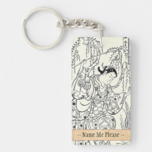 Torii Kiyomasu dancing beauty japanese lady ink Keychain