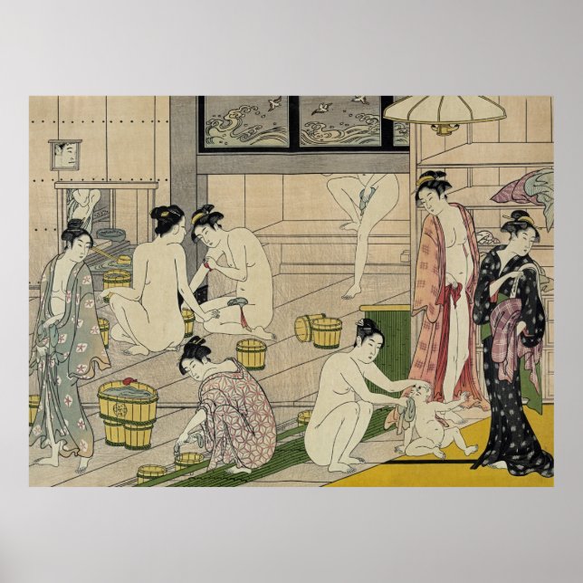 Torii Kiyonaga bathhouse women Poster (Front)