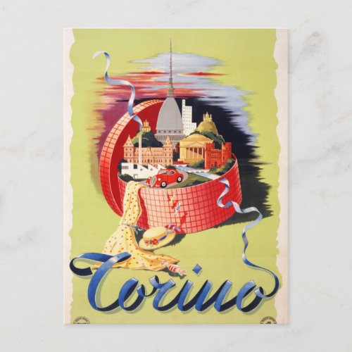 Torino Turin Italy Vintage Travel Poster Restored Postcard