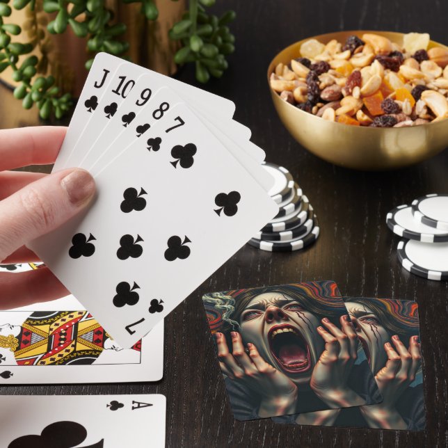 Tormented Woman Haunting Scream Poker Cards (In Situ)