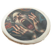 Tormented Woman Haunting Scream Sugar Cookie (Angled)