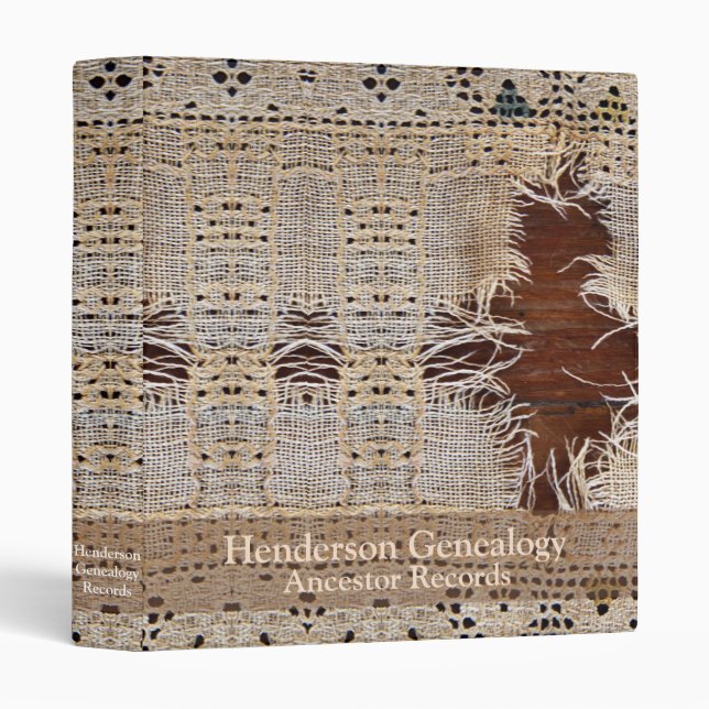 Torn AgedVintage Cloth Genealogy 3 Ring Binder (Front/Spine)
