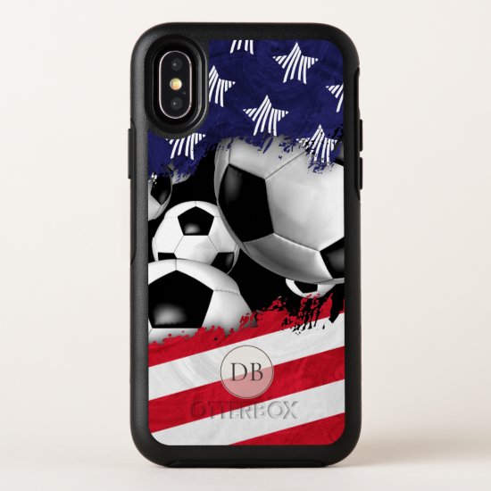 torn American flag men's soccer monogrammed OtterBox Symmetry iPhone X Case