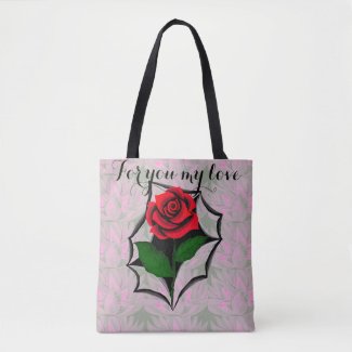 Torn art red rose tote Bag by virtue of fashion