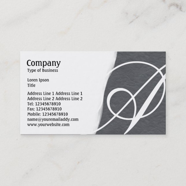 Torn Away - Dark Gray Rough Paper Texture Business Card (Front)
