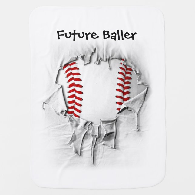 Torn Baseball Baby Blanket (Front)