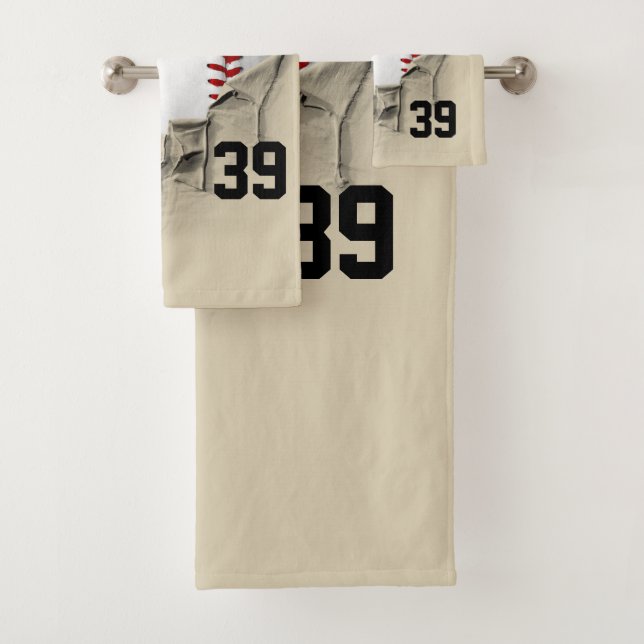 Torn Baseball Bath Towel Set (Insitu)