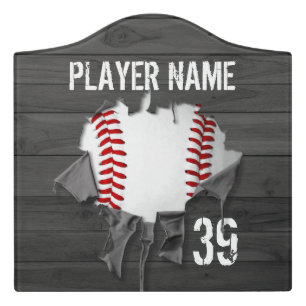 Torn Baseball Door Sign