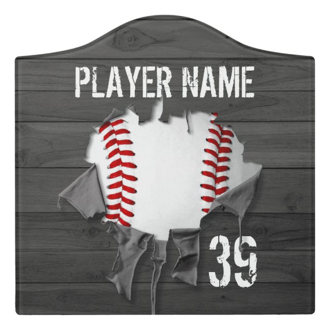 Torn Baseball Door Sign (Large Crest Front)